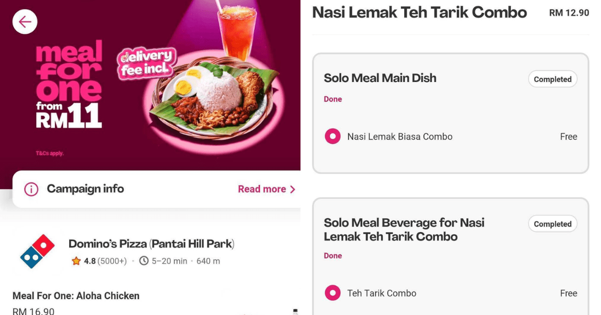 meal for one (RM11) by food panda 2024 - July