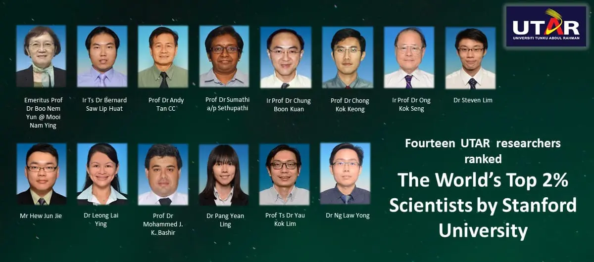 14 UTAR Researchers Ranked In Standford University's World Top 2% Scientists