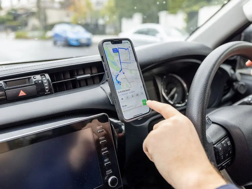 person using map on phone 