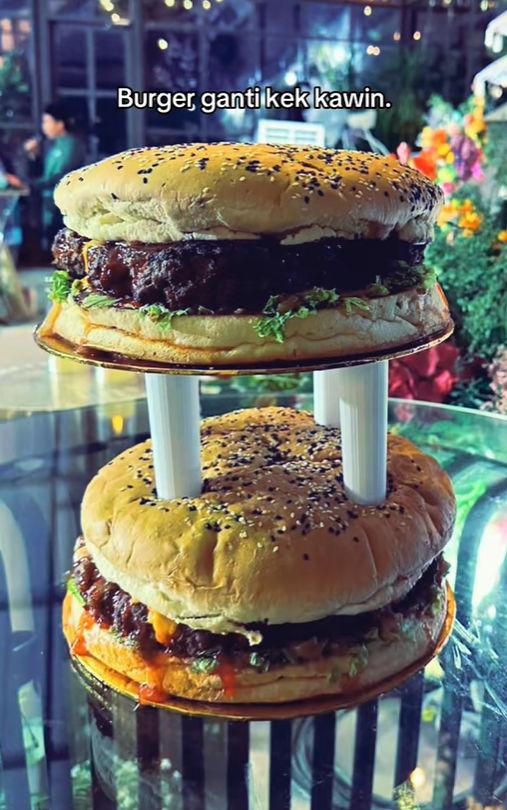 2-tiered burger cake