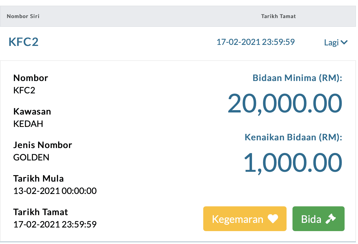 Calling all fried chicken lovers! 'KFC' car number plates up for grabs on JPJ website