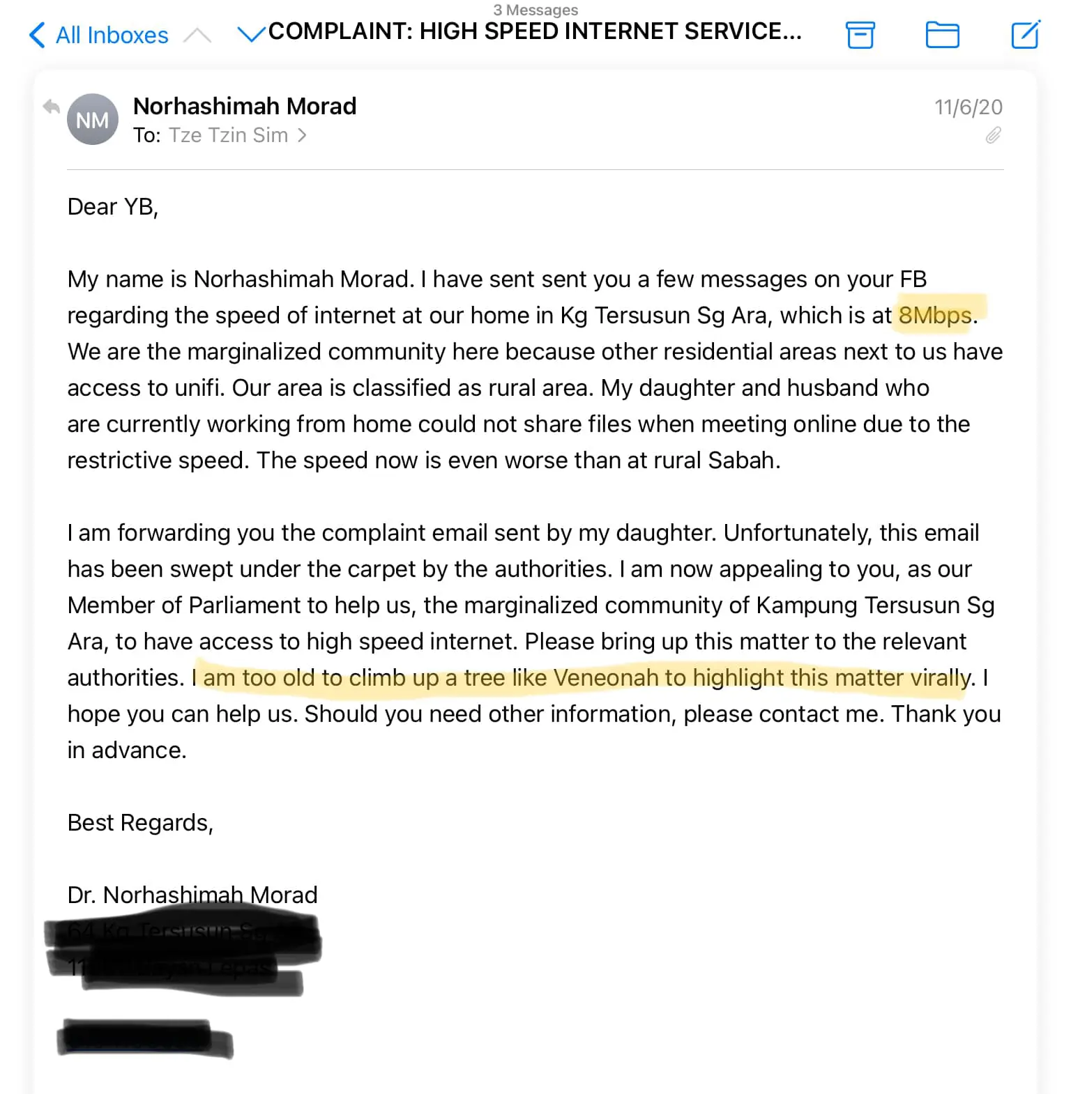 "8Mbps Internet in 'Malaysia's Silicon Valley' " - MP laments over poor coverage