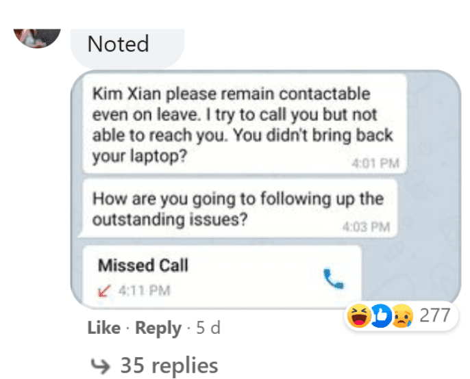 Malaysian boss who texted employees at 2 am: "I feel like I'm talking to the wall"