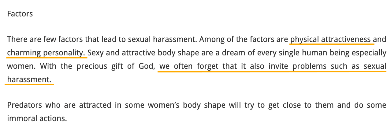 MOH blasted over sexist article which linked women's appearance to sexual harassment