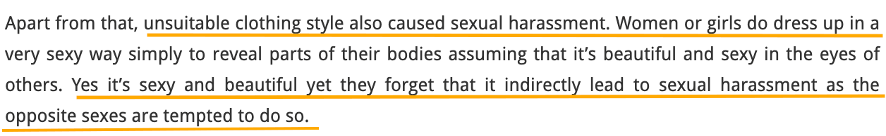 MOH blasted over sexist article which linked women's appearance to sexual harassment