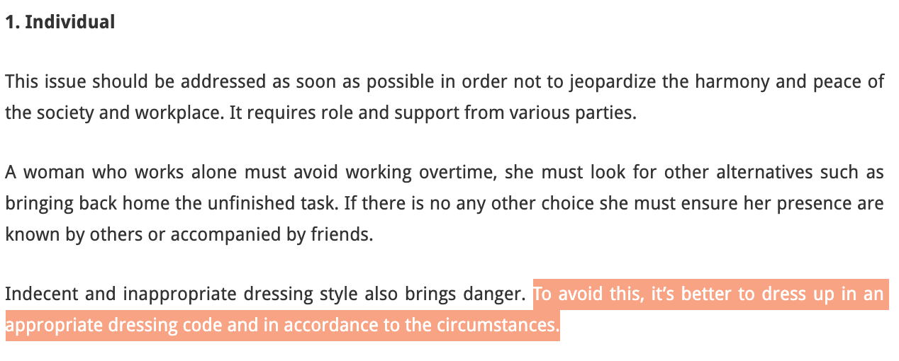 MOH blasted over sexist article which linked women's appearance to sexual harassment