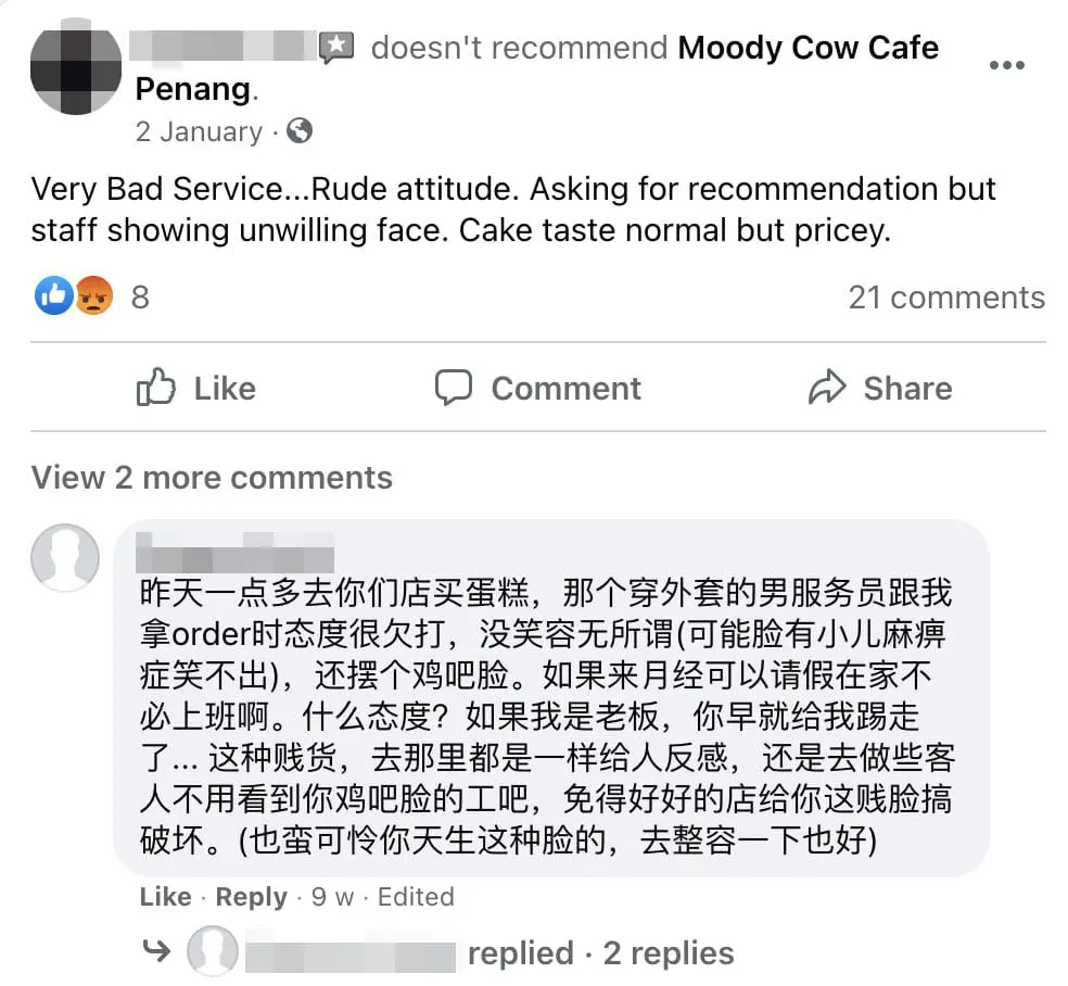 Lady's complaint about Penang café arouses both sympathy and backlash