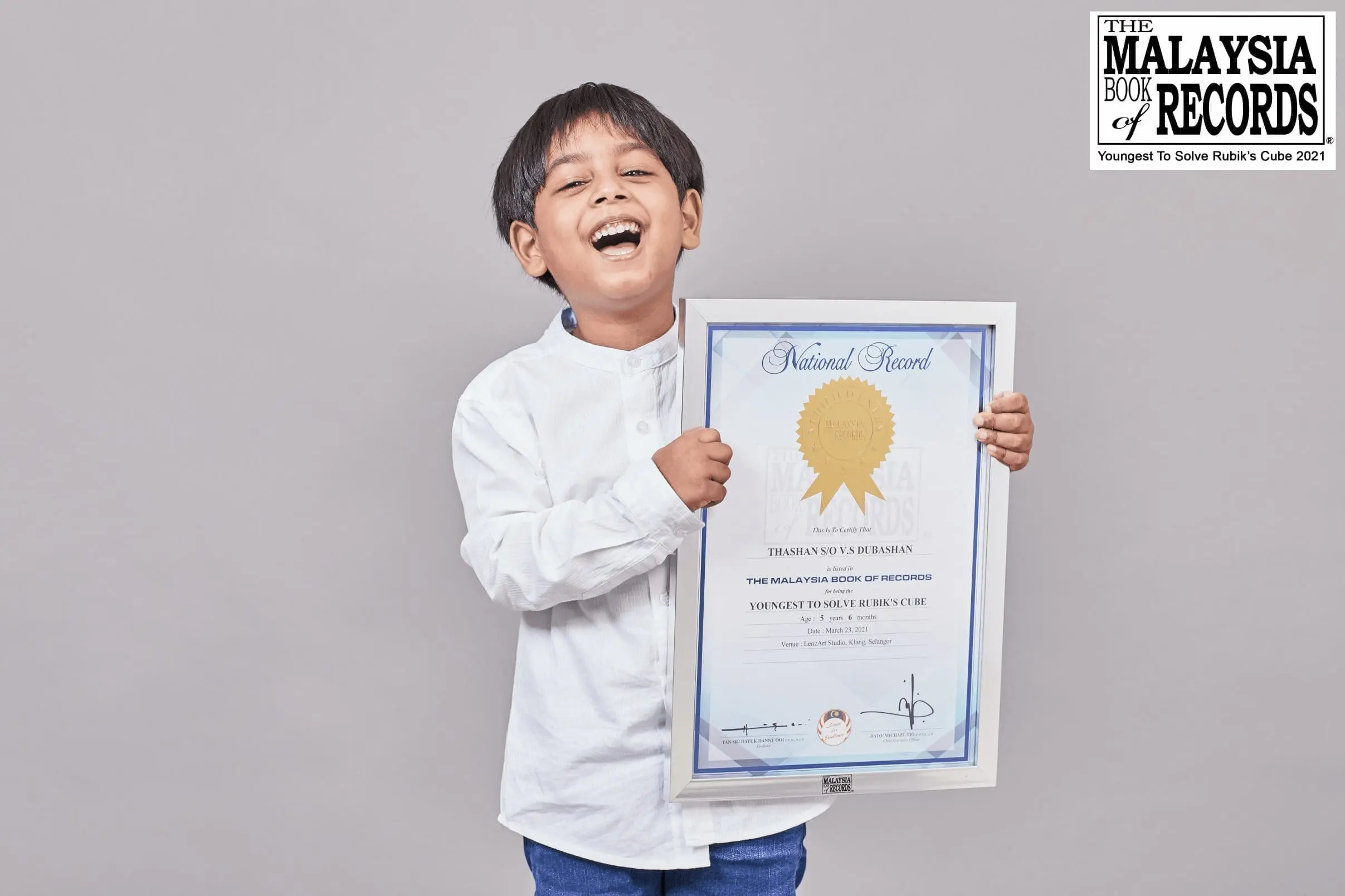5-year-old Thashan is now the youngest Malaysian to solve the Rubik's Cube!