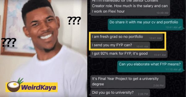 "I send you my FYP, can?" Fresh grad's bizzare job application leaves heads shaking