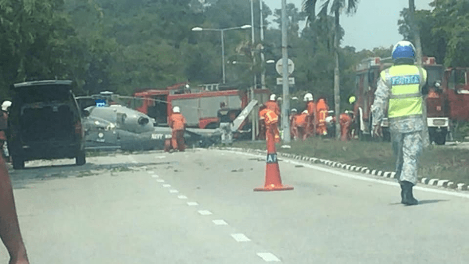 Royal Malaysian Navy's combat helicopter makes an emergency landing in Lumut