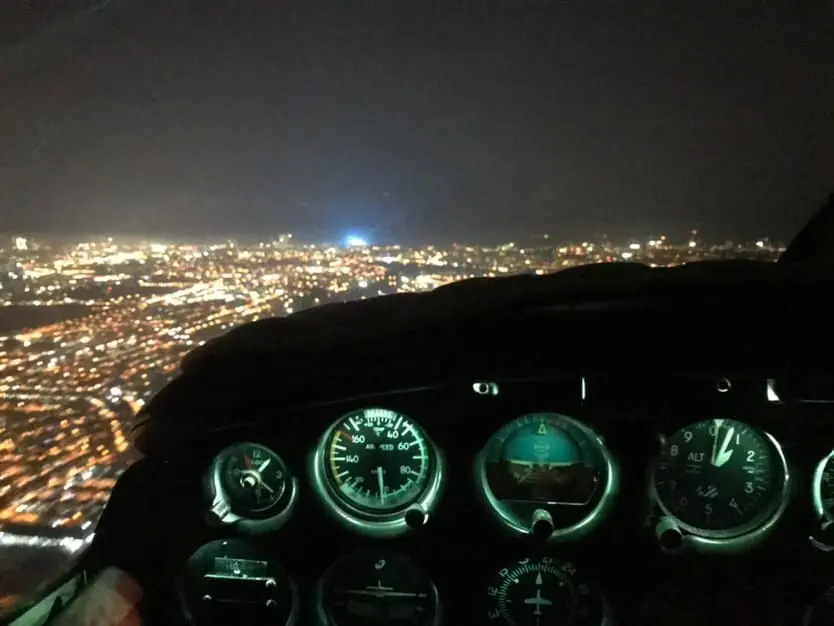 Pilot flying in the night
