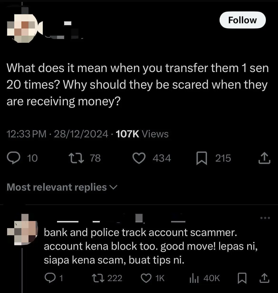 M'sian Woman Transfers 1 Sen To Scammer 20 Times, Manages To Get Her Money Back comment 1