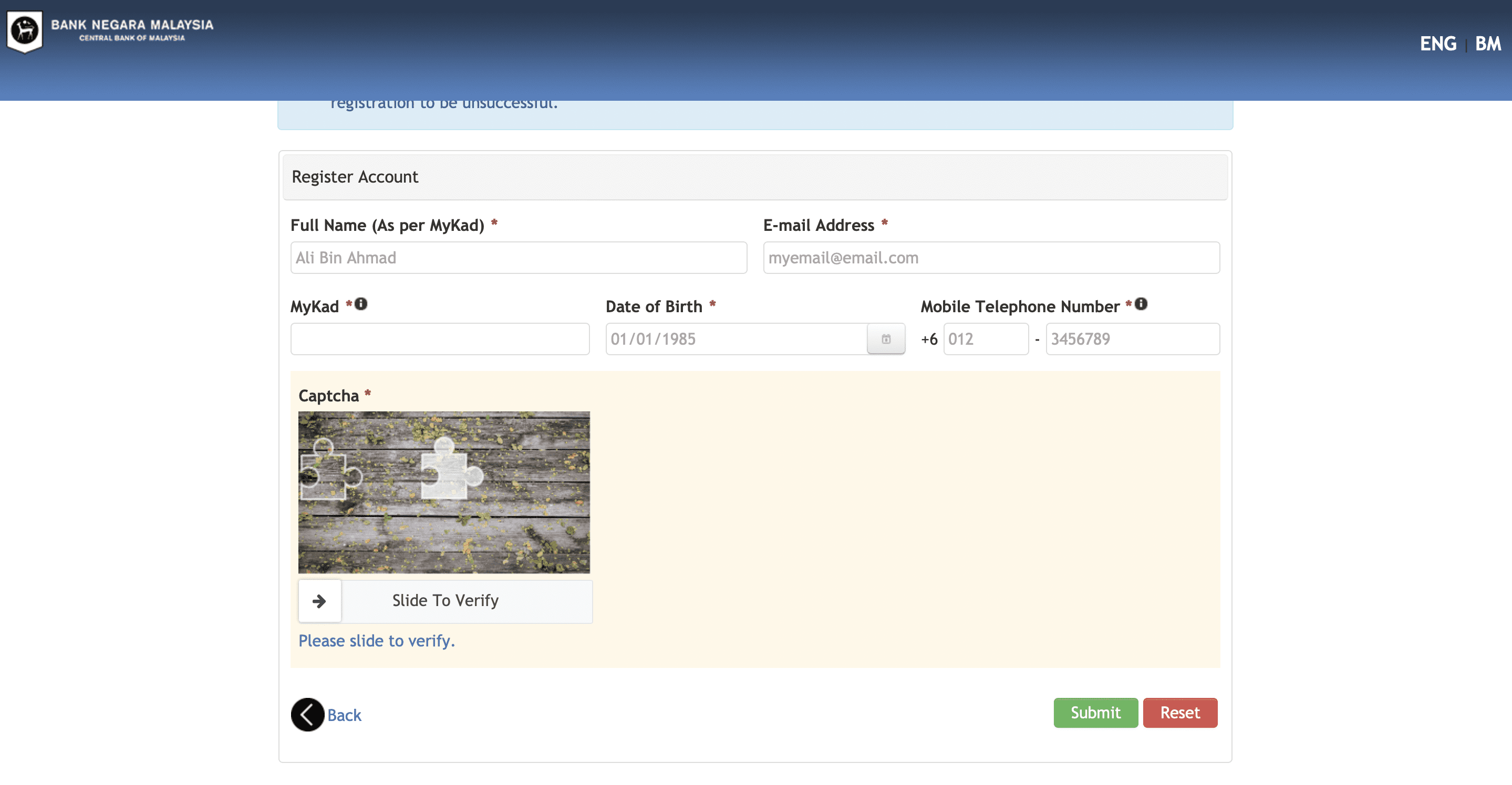 3. Registration page of eCCRIS 2