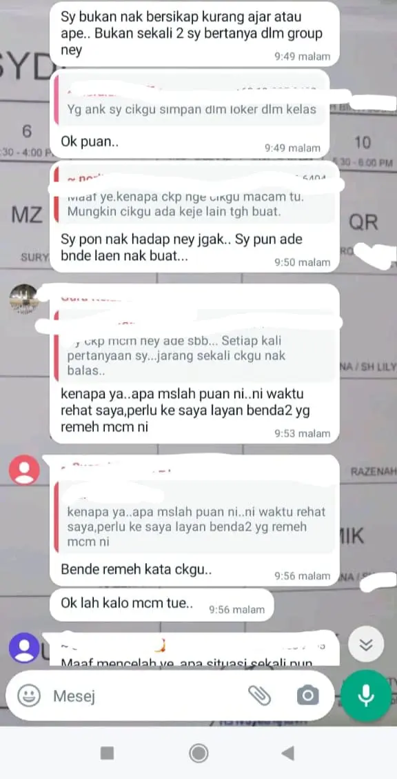 Teacher replies back to to the rude Malaysian mum