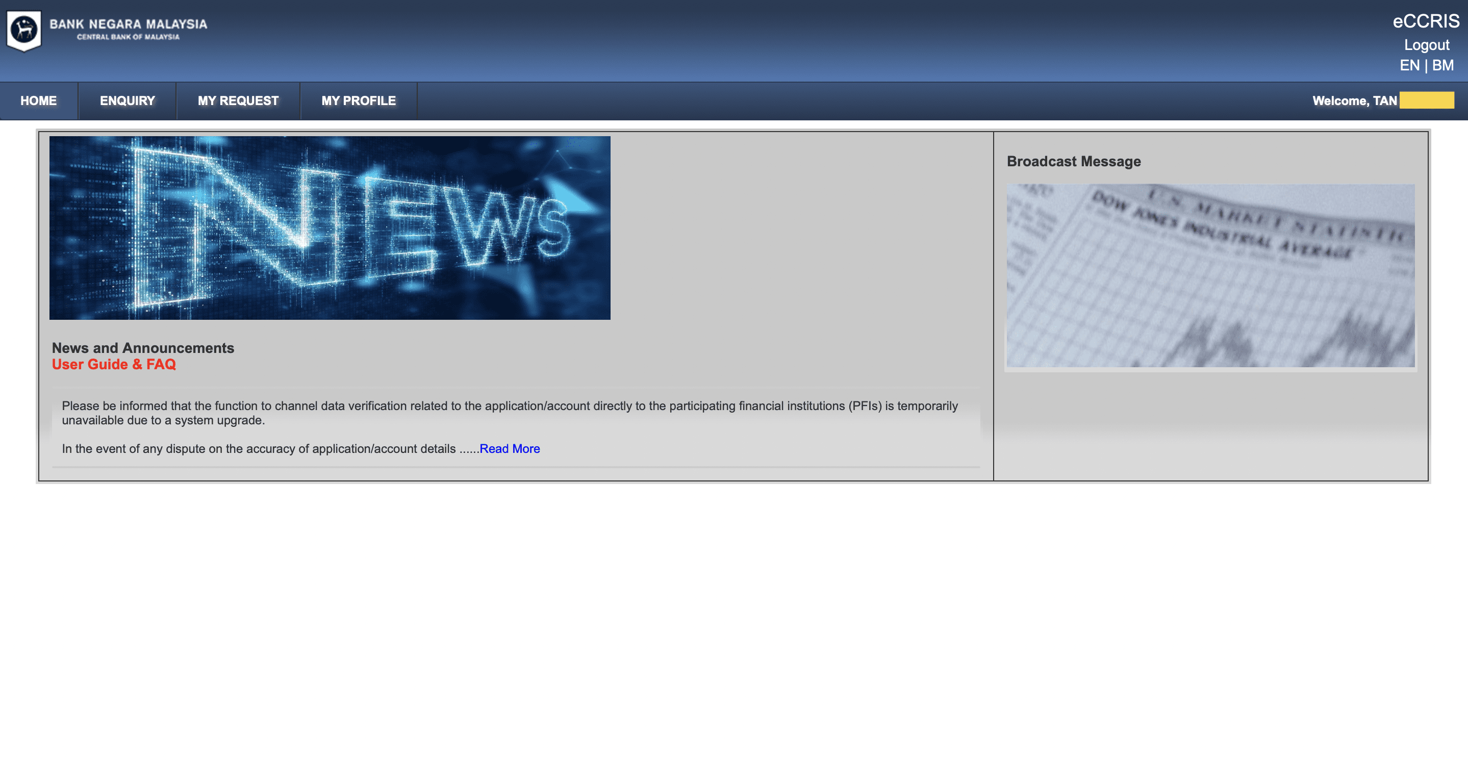 4. Enter into your eCCRIS account_ home page
