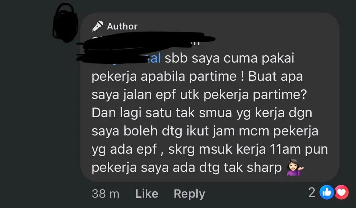 screenshot of the founder accused for paying RM5 per hour for her workers