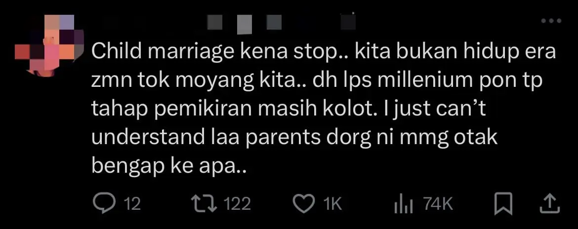 'Easier Since I'm Not Taking PT3' — M'sian Girl Boasts About Getting Married At Just 15yo comment 4