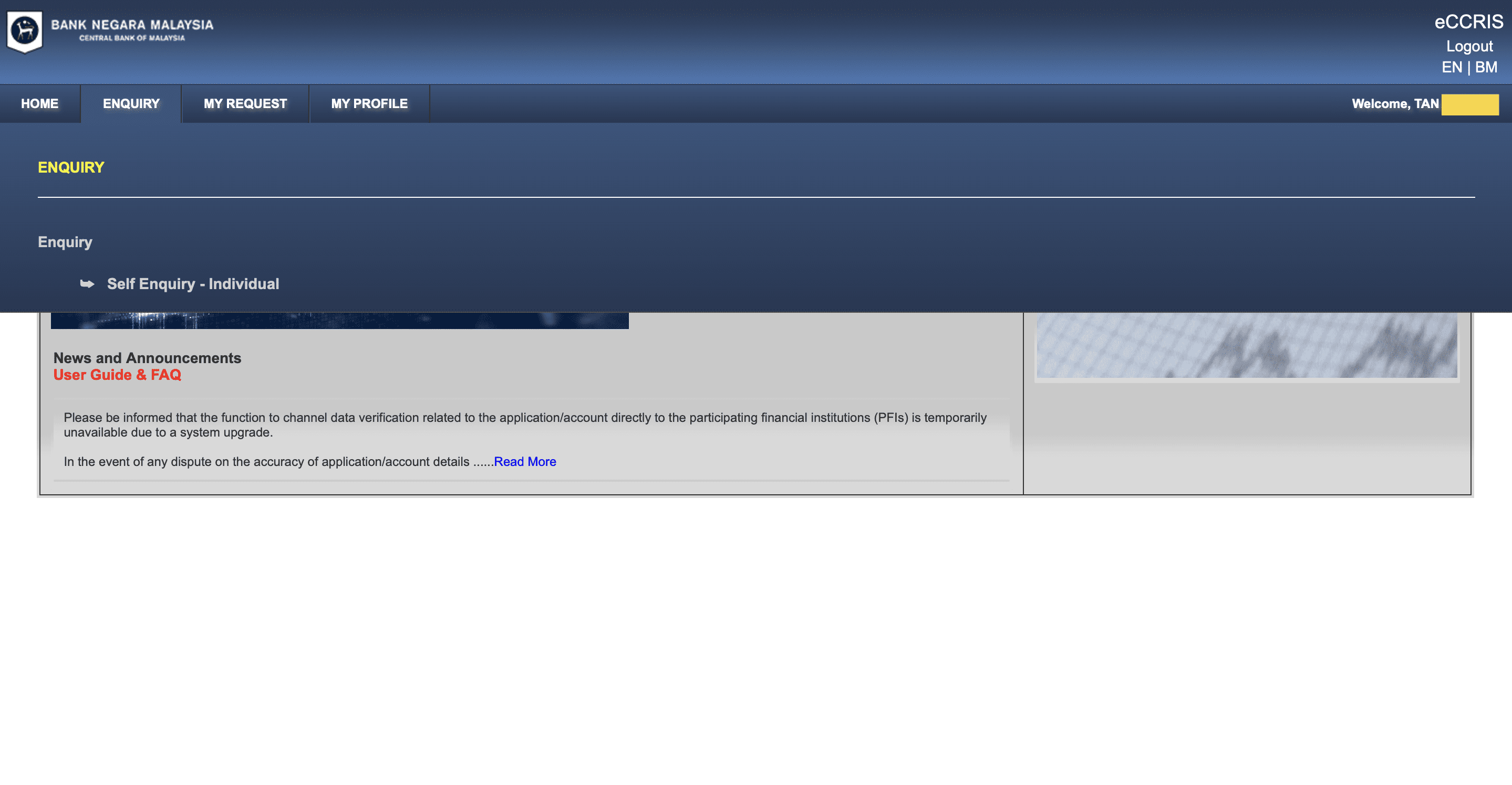 5. Enquiry -> Self enquiry on eCCRIS