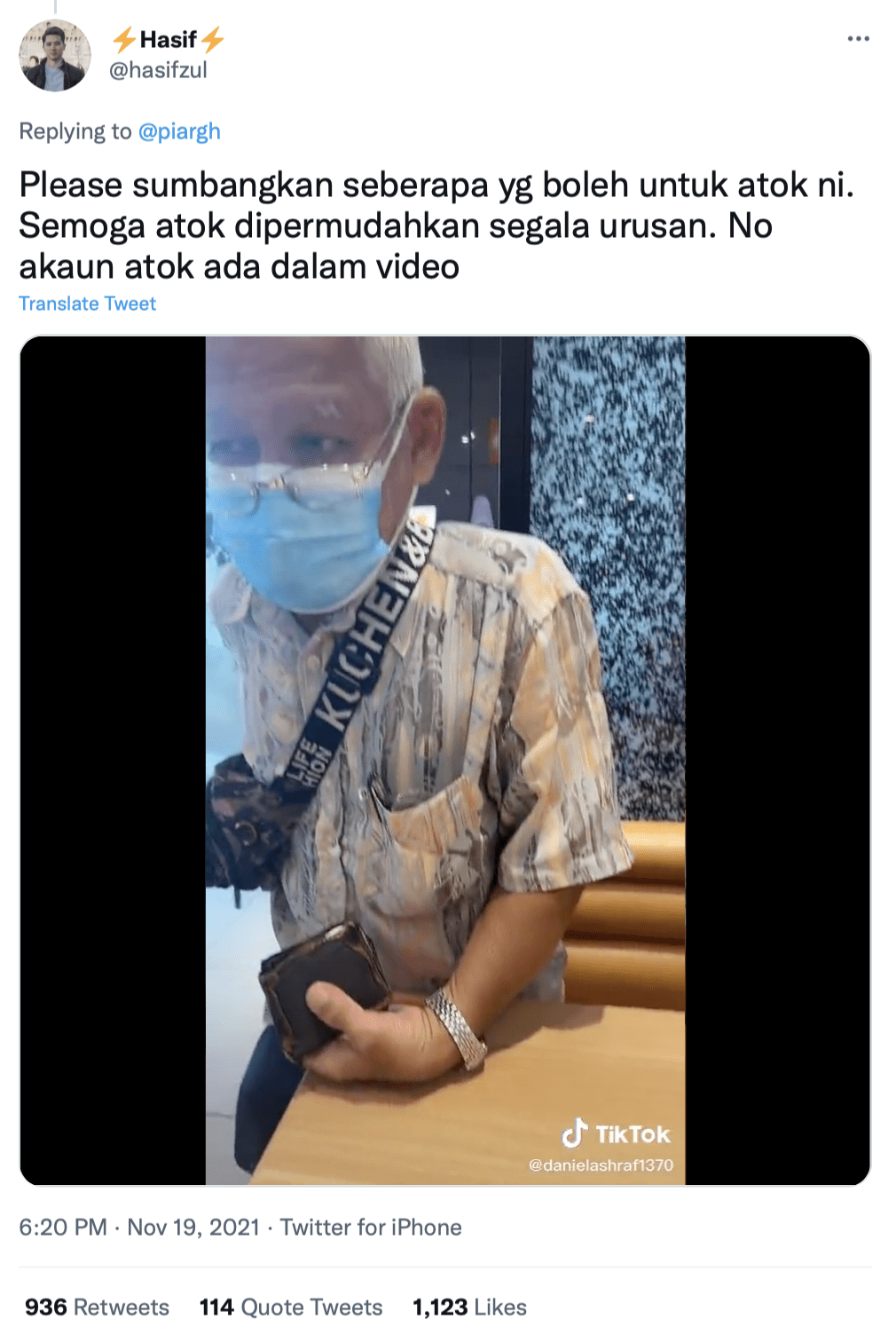 68yo 'atuk' Grab rider says his sons not working, ask him money for cigarette, so he had to work