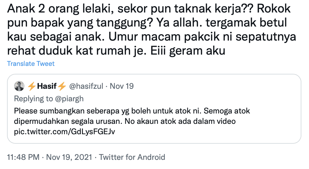 68yo 'atuk' Grab rider says his sons not working, ask him money for cigarette_comment 03