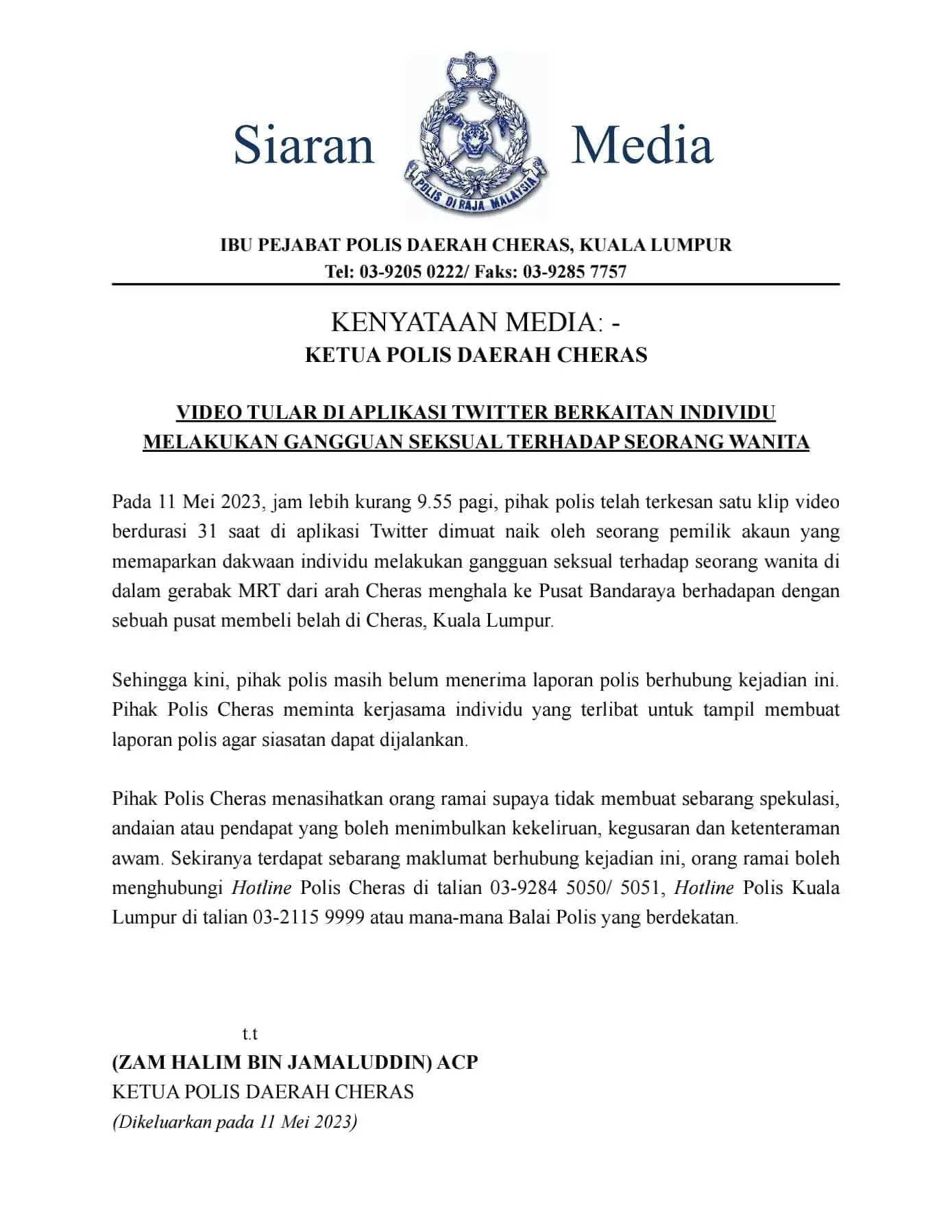 M'sian Woman Gets Harassed By Random Stranger Inside MRT, Police Urges Her To Lodge Report