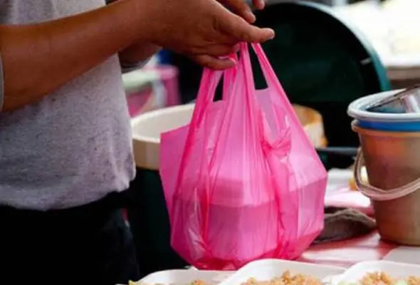 Food in pink plastic 