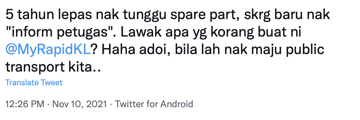 A LRT escalator in KL has been fixing for 5 years and... it's still not fixed yet