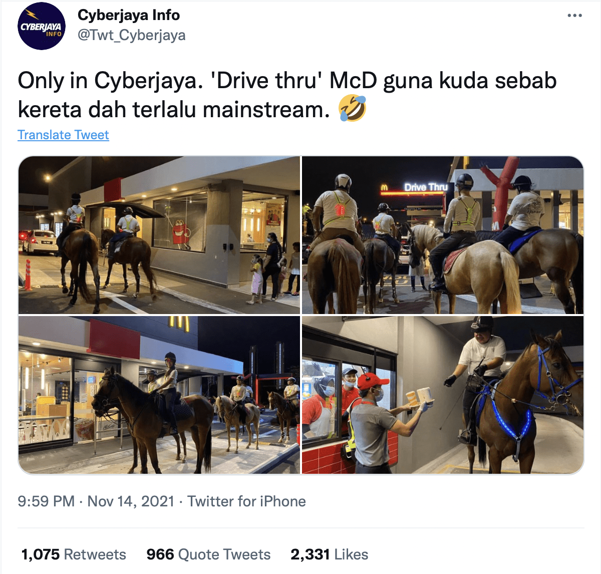 Cyberjaya info_ viral McDonald's horse riding