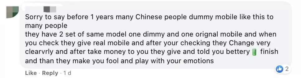 Foreigner cheated for Rm1000 to buy phone comment 2