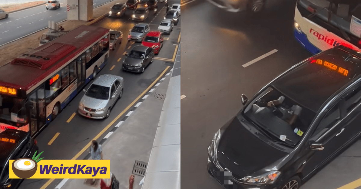 Selfish Myvi Driver Stops At Yellow Line & Refuses To Move, Causing Massive Traffic Jam