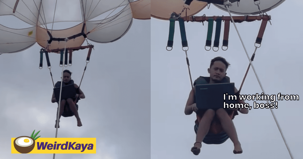 Filipino man sends out emails while parasailing in Boracay, much to netizens' amusement