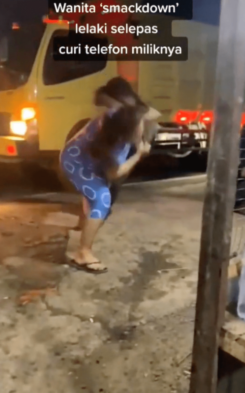 Mak Cik smackdown thief