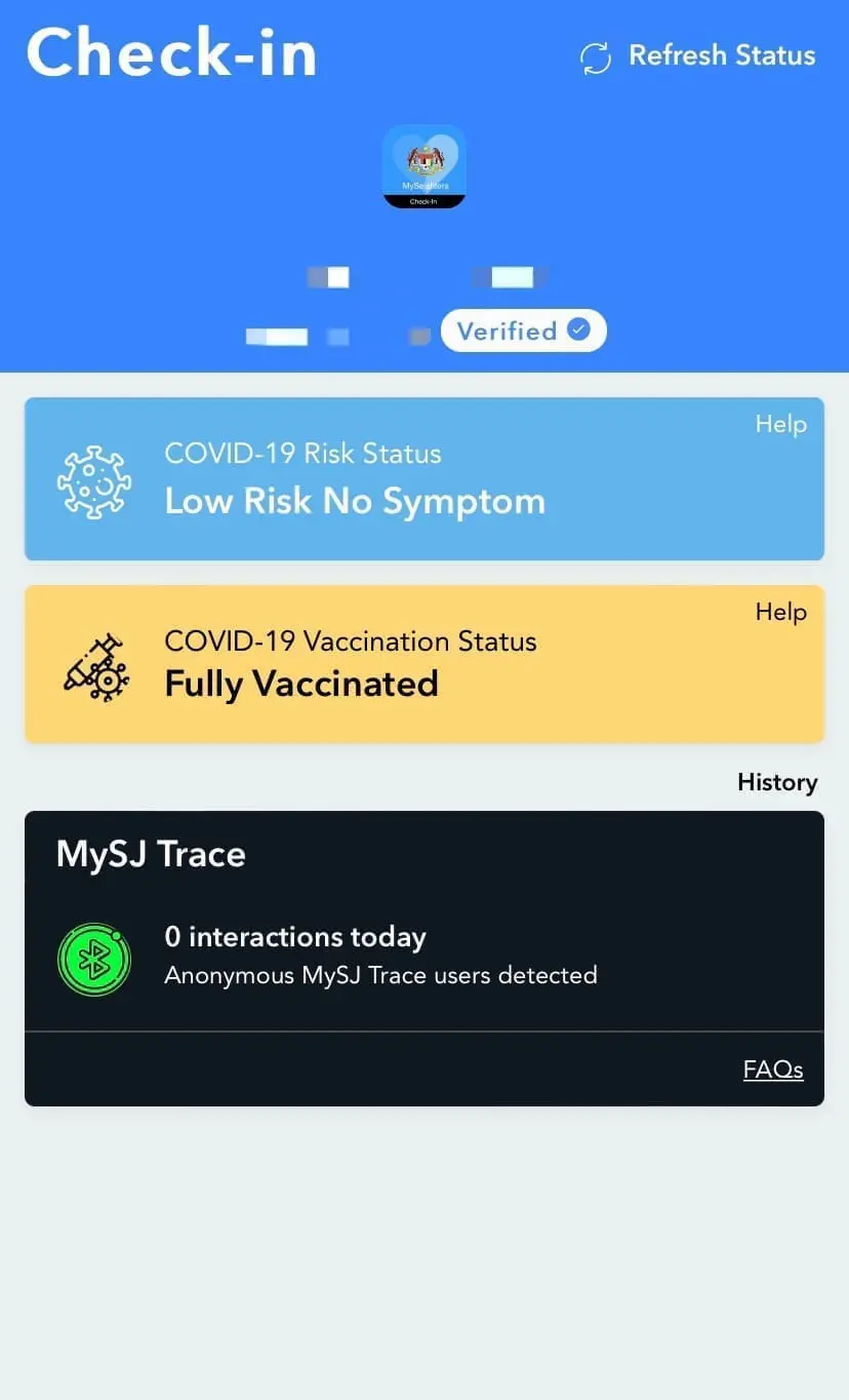 MySejahtera Blue Tick Status