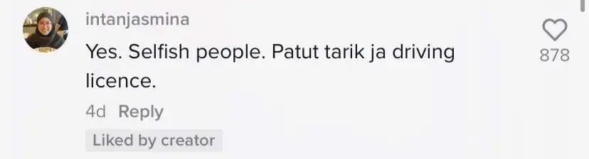 Comments under Nadia post over the Proton Wira's driver attitude