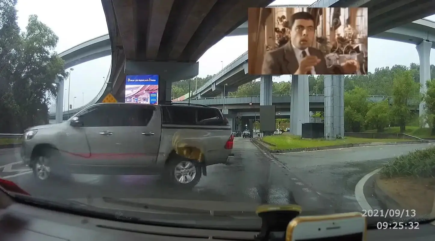 driver cut across lane and uturn