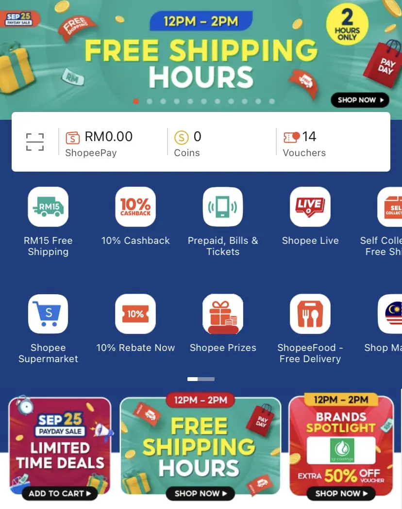 Shopee interface