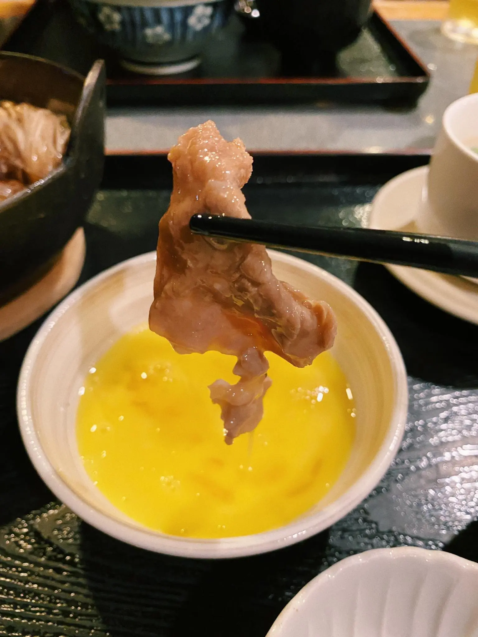 Sukiyaki Beef indulges in raw egg