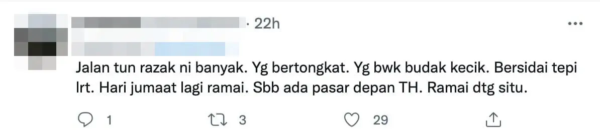 Twitter comment traffic light beggar Jalan Tun Razak
