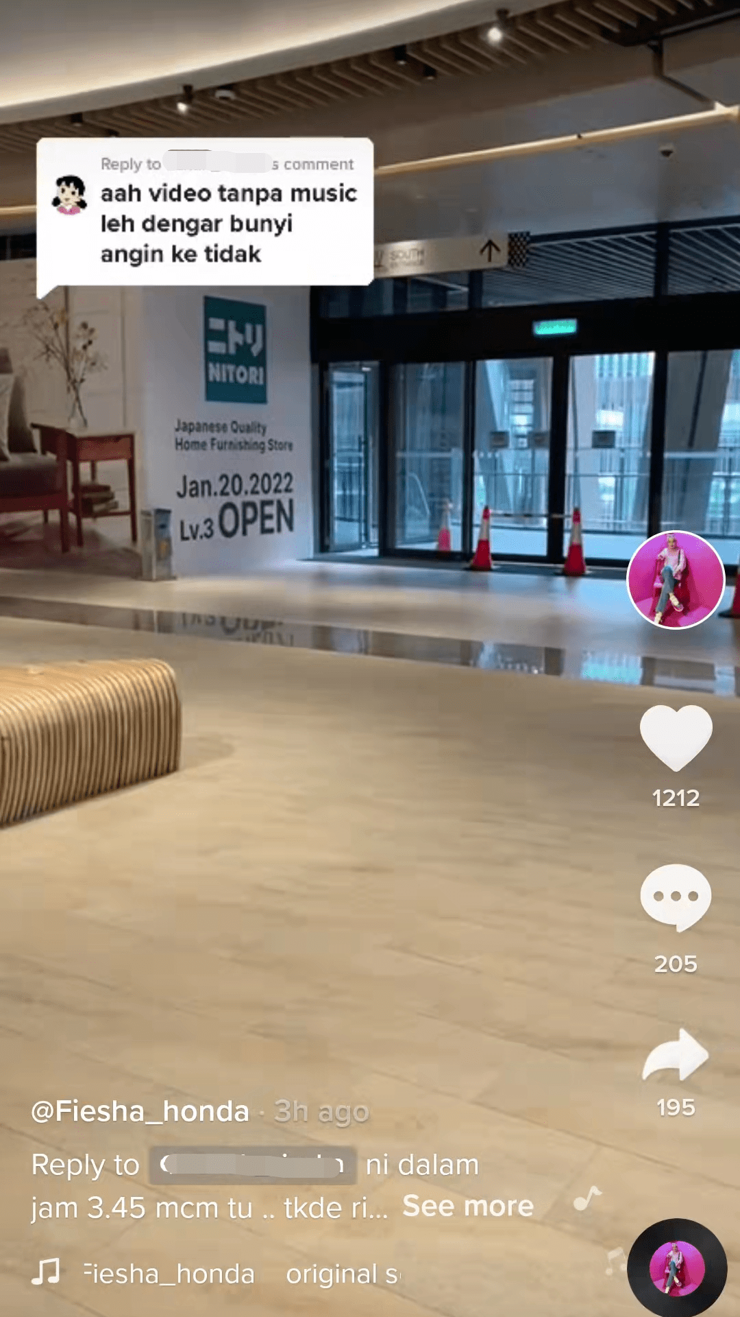 @Fiesha_honda responded by uploading a video with no background music at all