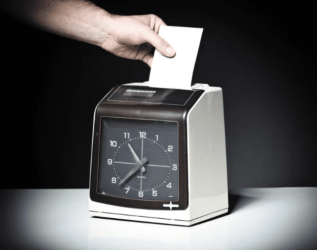 A person clocking in