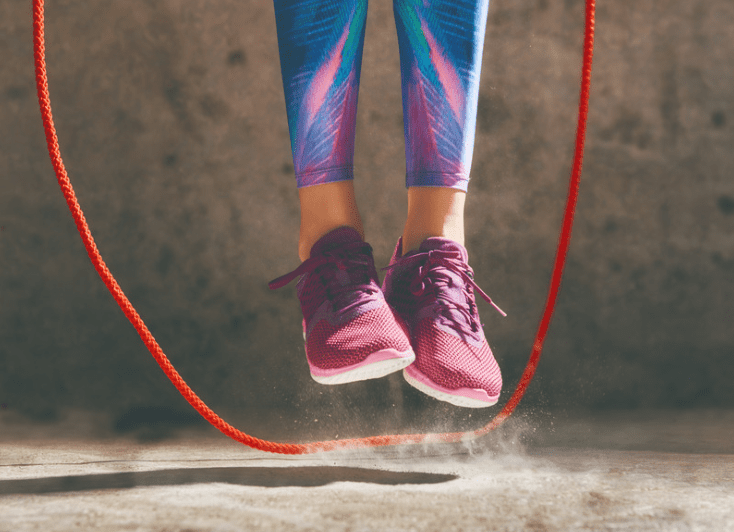 A woman skipping rope