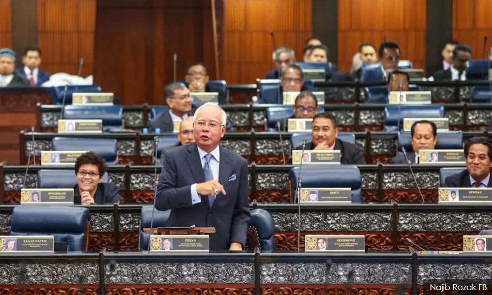 Najib Razak in Malaysian Parliament.