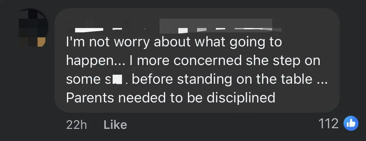 Man Slammed For Letting Child Stand On Top Of Table At Food Court In S'pore comment 2