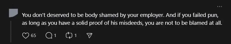 M'sian Woman Fails Internship After She Calls Out Boss Who Body Shamed Her comment 1