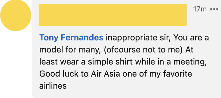 AirAsia Tony Fernandes meeting shirtless comment 01
