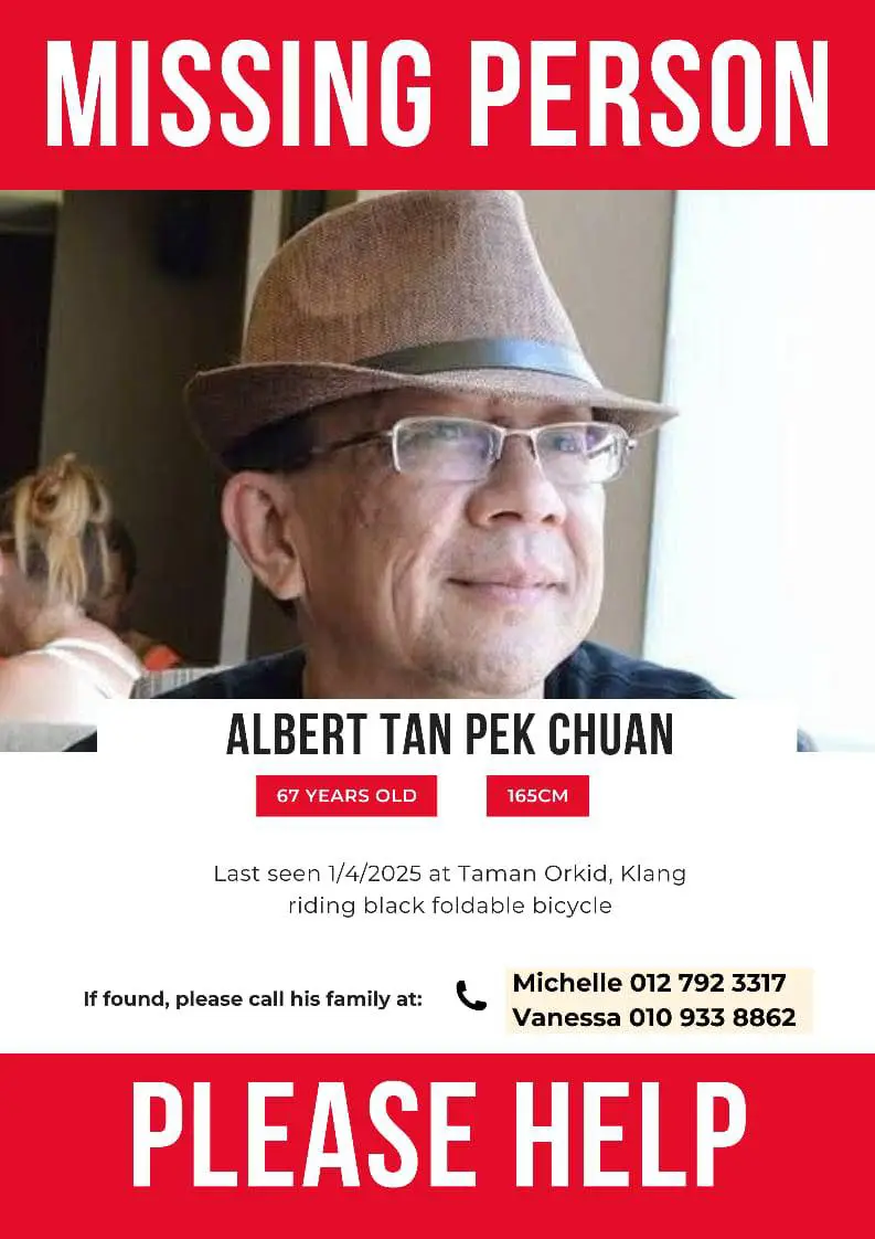 Albert Tan Pek Chuan missing poster