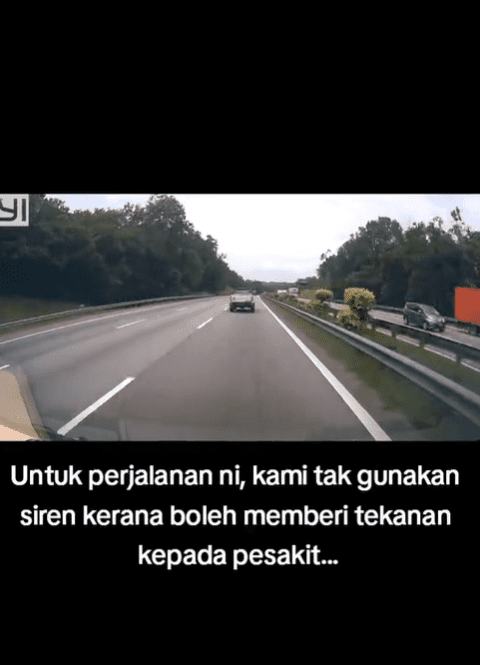 Ambulance travelling on highway from Muar to PJ