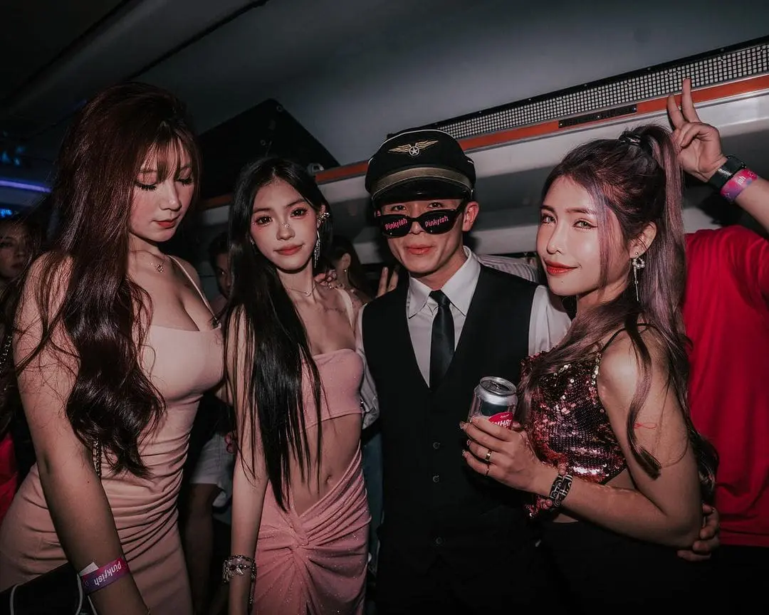 Attendees at Pinkfish Festival's rave party