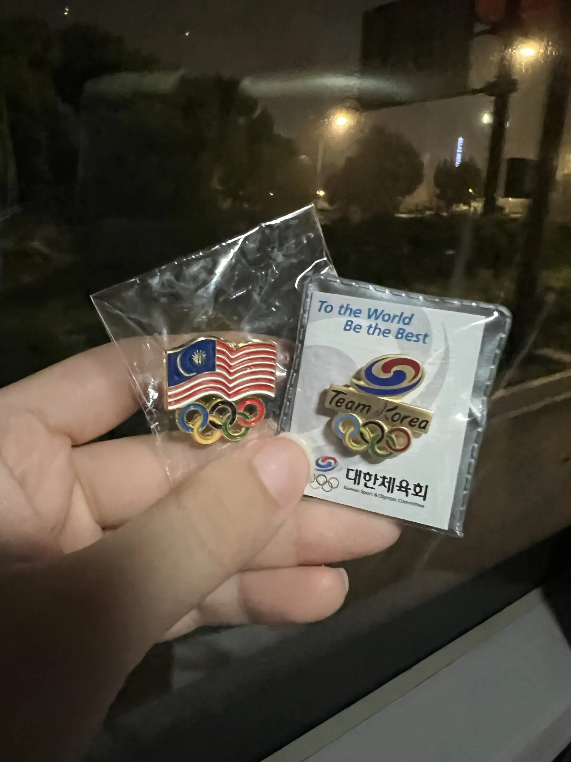 Badges received from the Malaysian contingent of the Hangzhou Asian Games