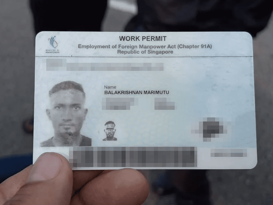 Balakrishnan Marimutu's work permit